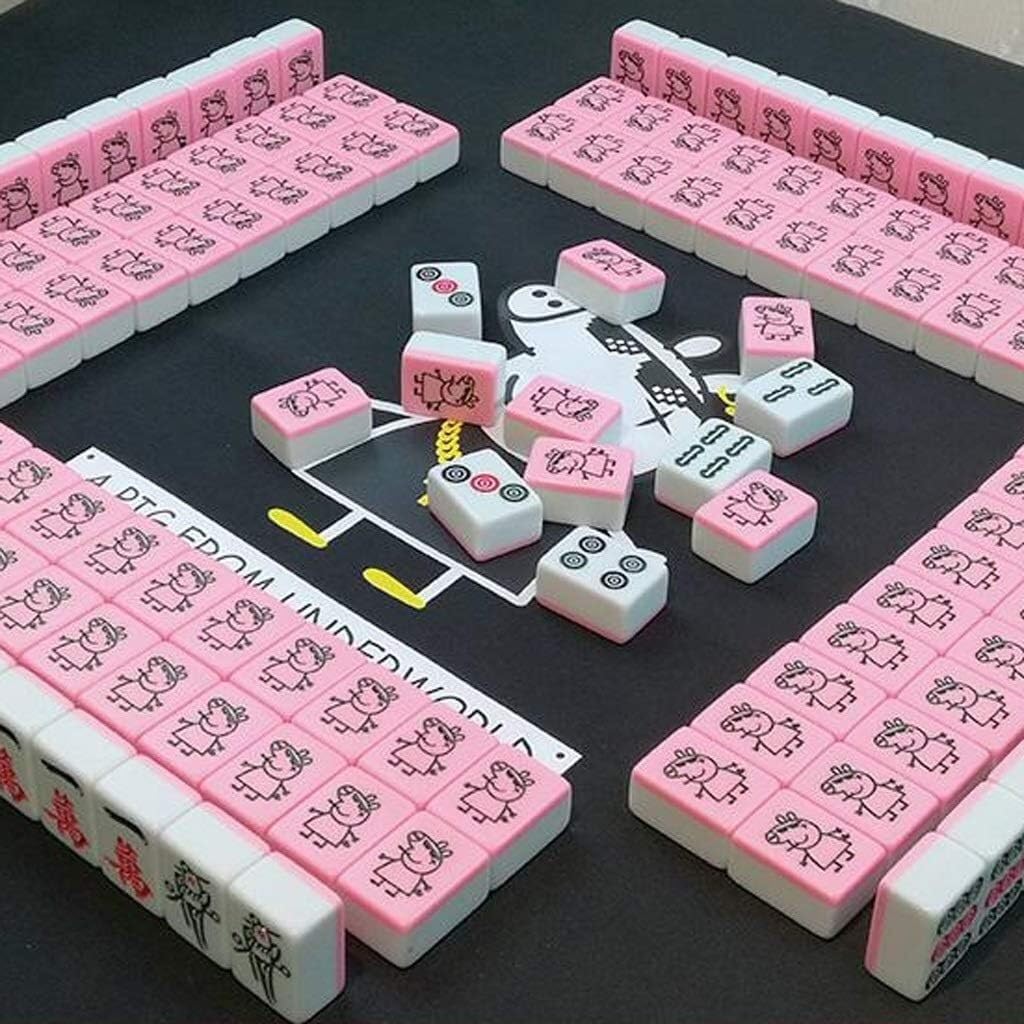Coffret de Jeu de Mahjong Version Chinoise Traditionnelle Comprenant 144 dés en tuiles de mélamine Mah-Jongg Voyage Famille Loisirs(42#)