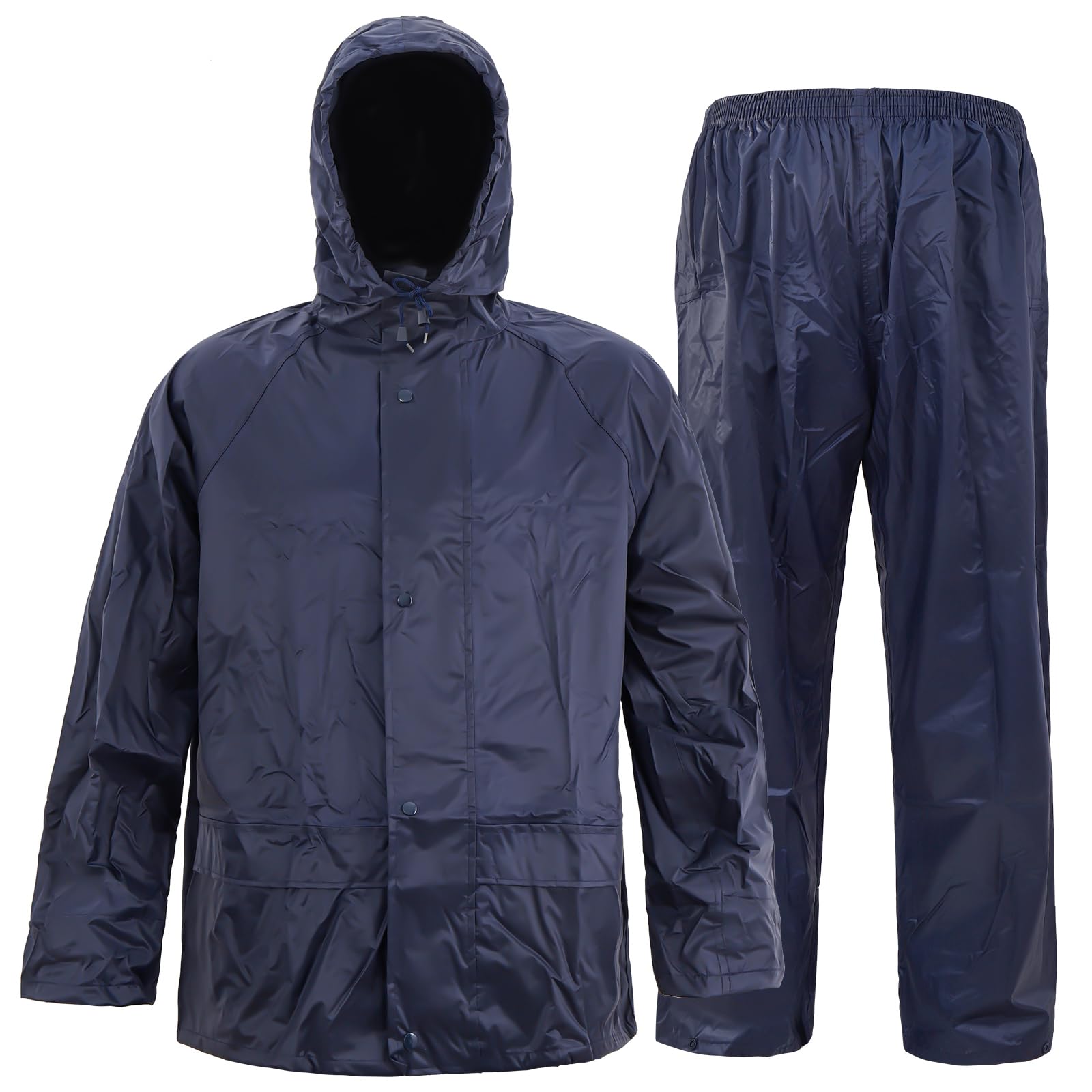 Men's Lightweight Waterproof Rain Suit - Reflective Jacket &amp; Pants with Hood for Outdoor Work, Fishing, Hiking