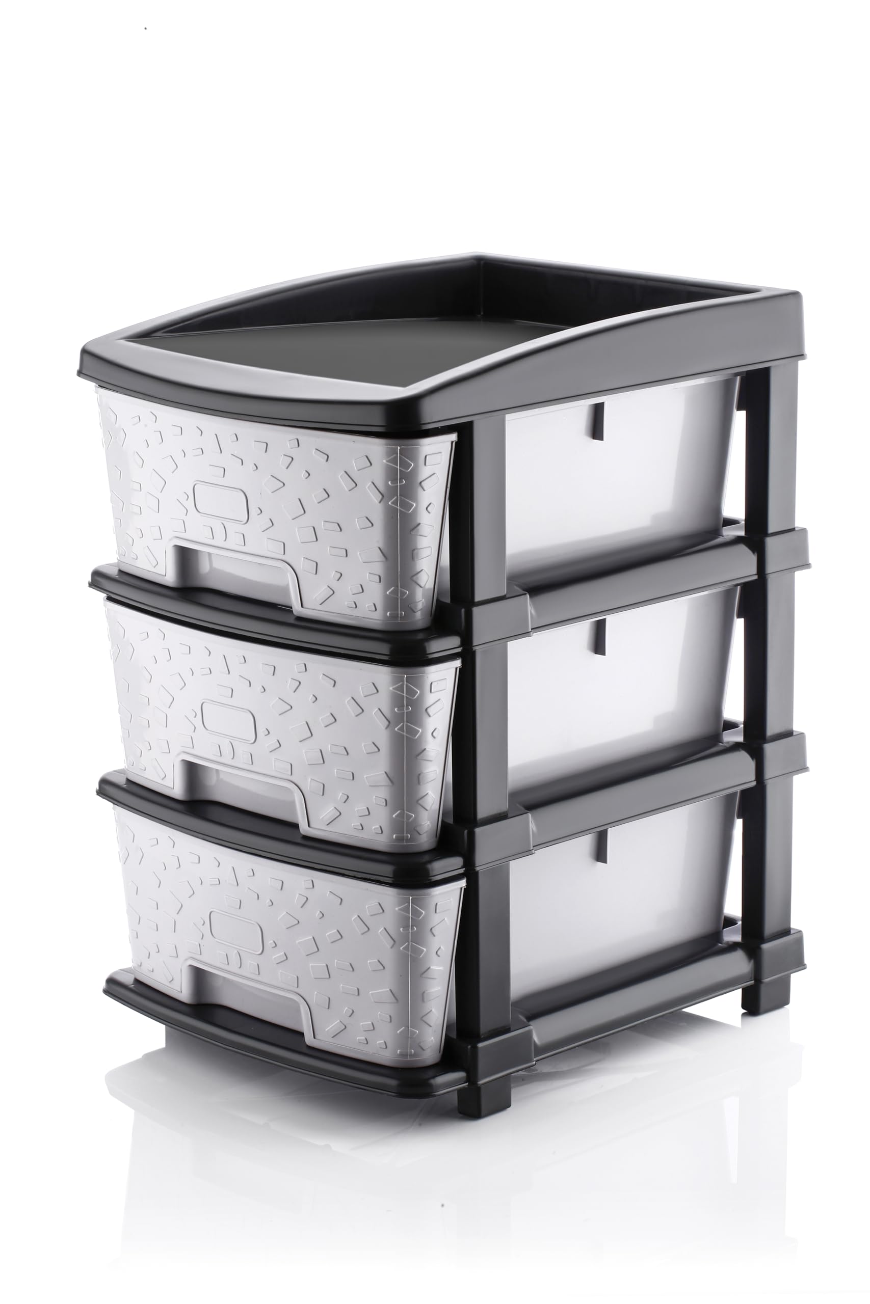 Premium Stone 3XL Heavy-Duty Storage Organiser, 3-Layer, Grey and Black, Stone-Textured Finish-image-42