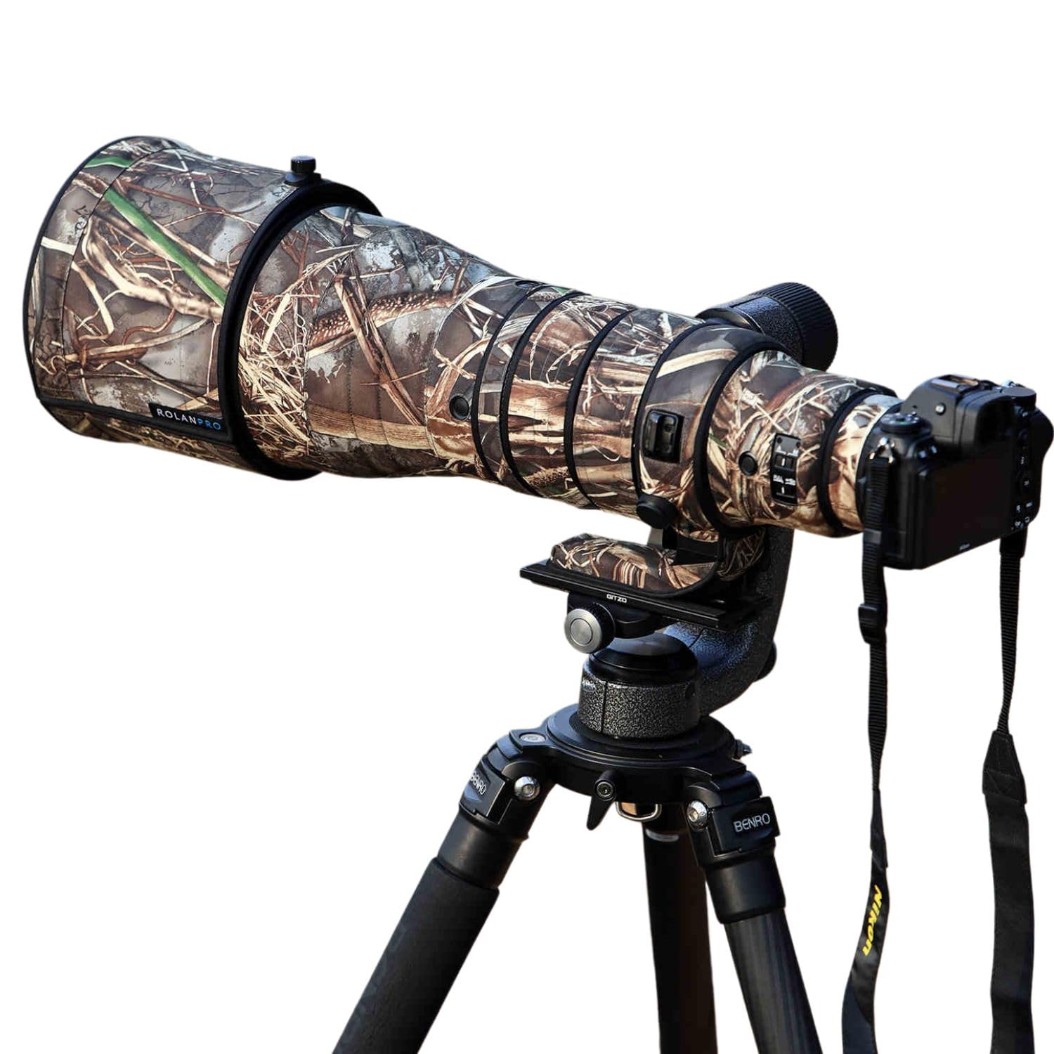 Housse Camouflage Imperméable Rolanpro Pour Nikon Z 600mm F6.3 VR S - Protection Pluie/Poussière