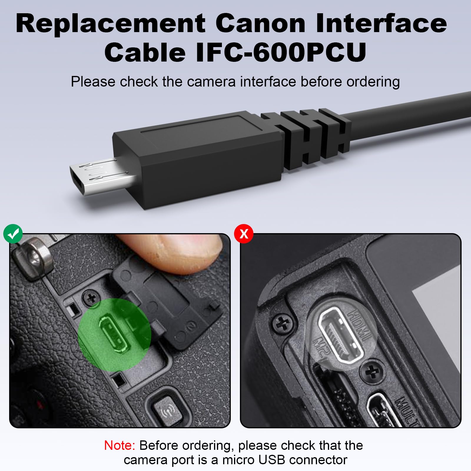 IFC-600PCU Kabel do transmisji danych kompatybilny z Canon PowerShot SX620 HS, SX720 HS, SX730 HS, SX740 HS, G7 X Mark II, G9 X, G9 X Mark II, EOS M5, EOS M6 i nie tylko