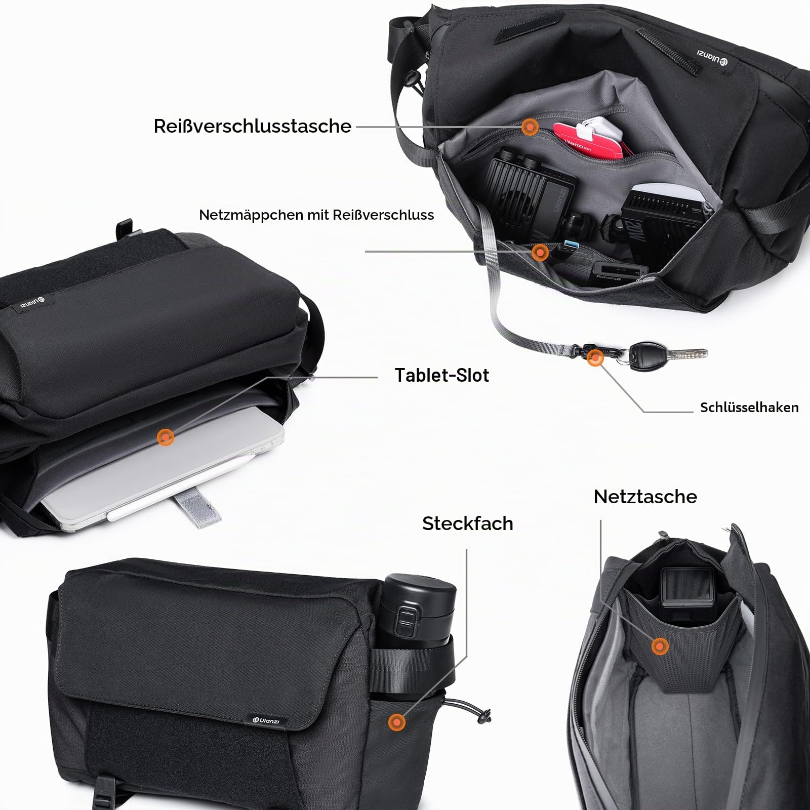 ULANZI 9L Kamera Tasche, DSLR/SLR Kamera Sling Bag mit Stativhalterung, Unisex, Leichte Wasserdichter Kamerarucksack, Fototasche mit Diebstahlschutz kompatibel für Kamera von Sony, Canon, Fujifilm