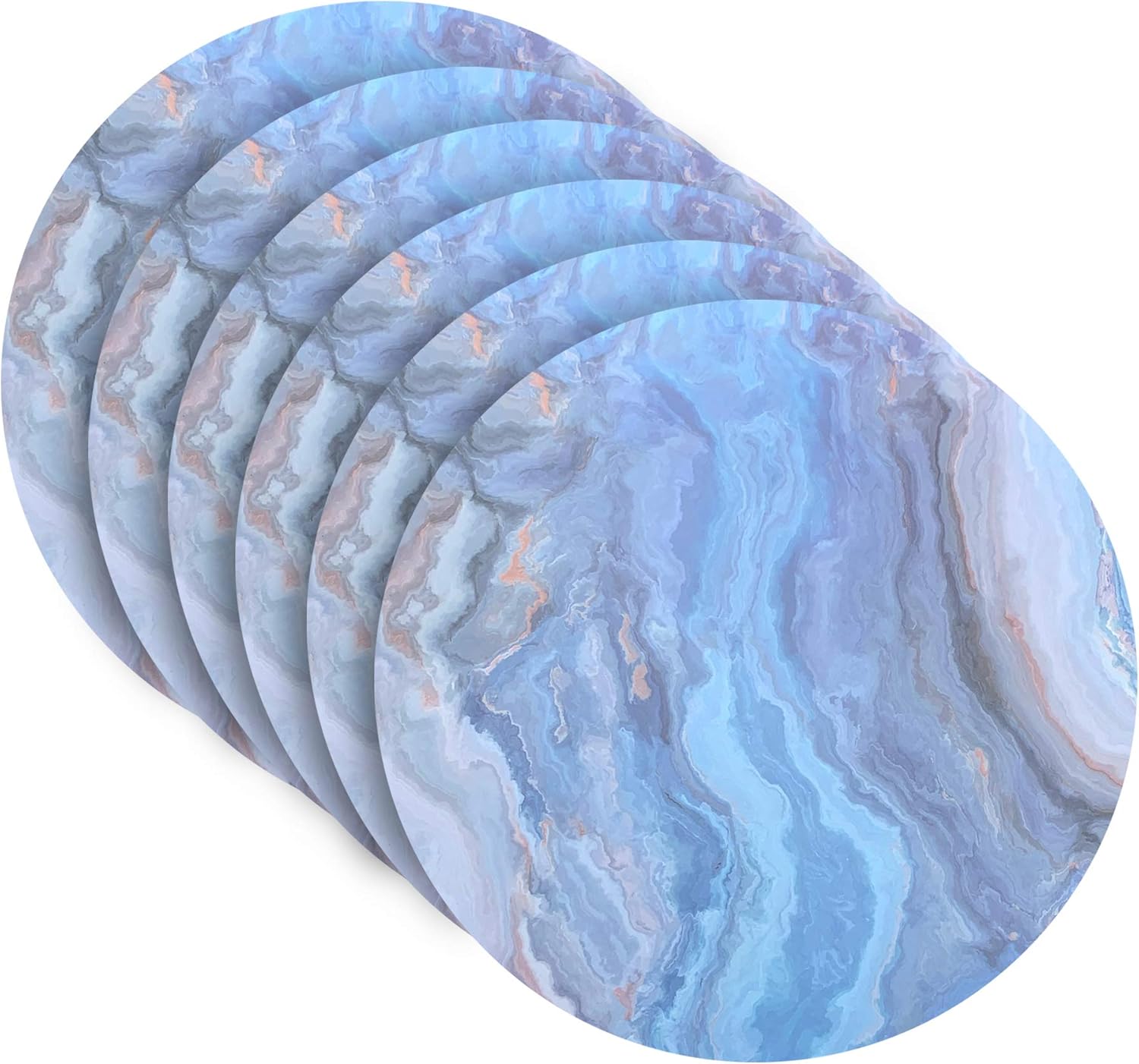 Navy Marble Round Cork Placemats Set of 6