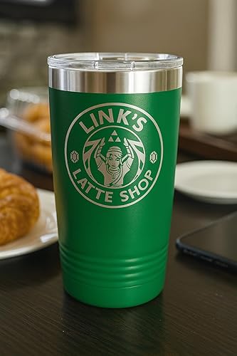 Legendary Hero Warrior Princess Royalty Fantasy Latte Coffee Shop Video Game Parody - Taza aislada al vacío con tapa transparente con grabado láser