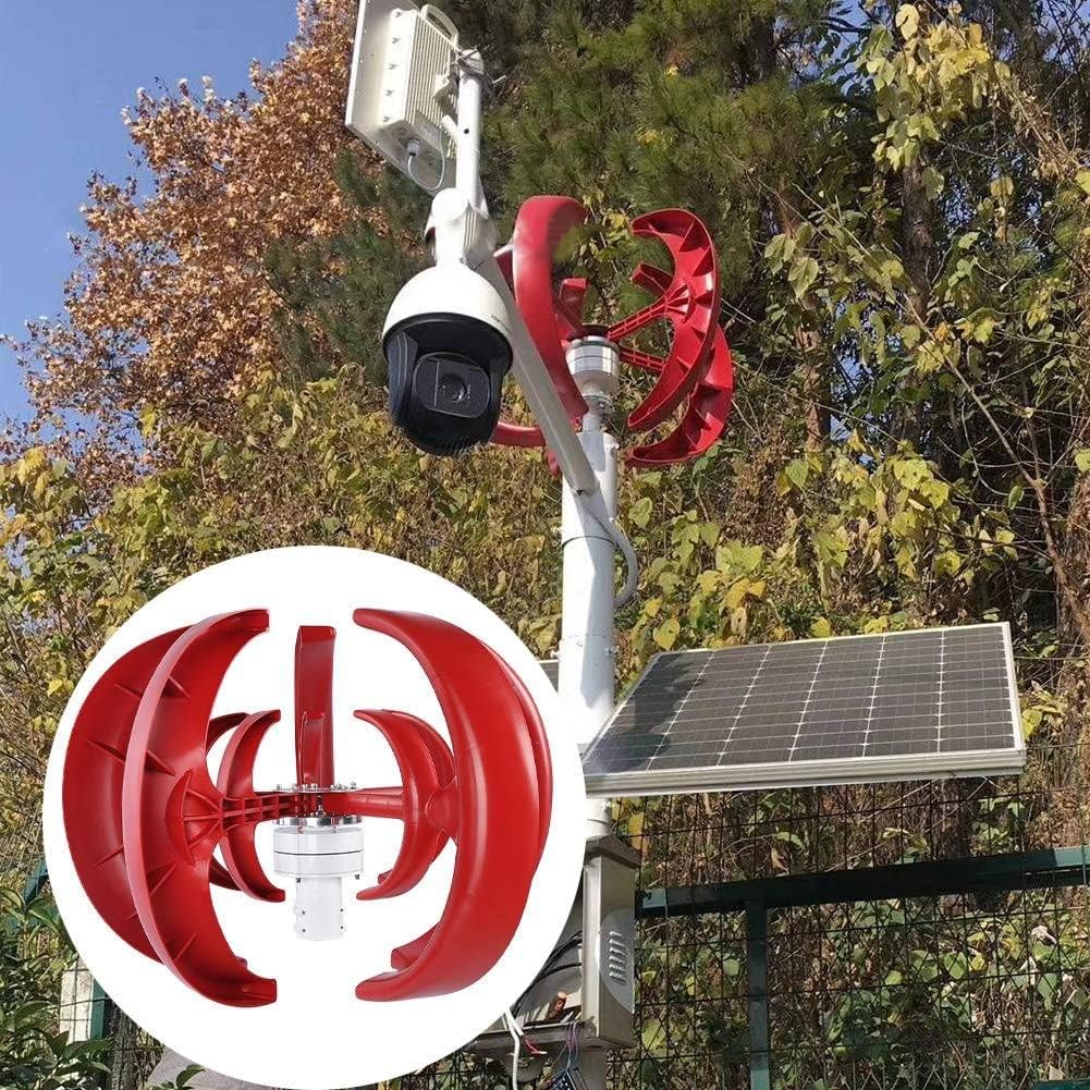 Turbina Eólica De 3000W Generador De Eje Vertical De 5 Aspas Equipo Productor De Electricidad para Barcos Terrazas, Cabañas O Casas Móviles De Carga,Red-12V