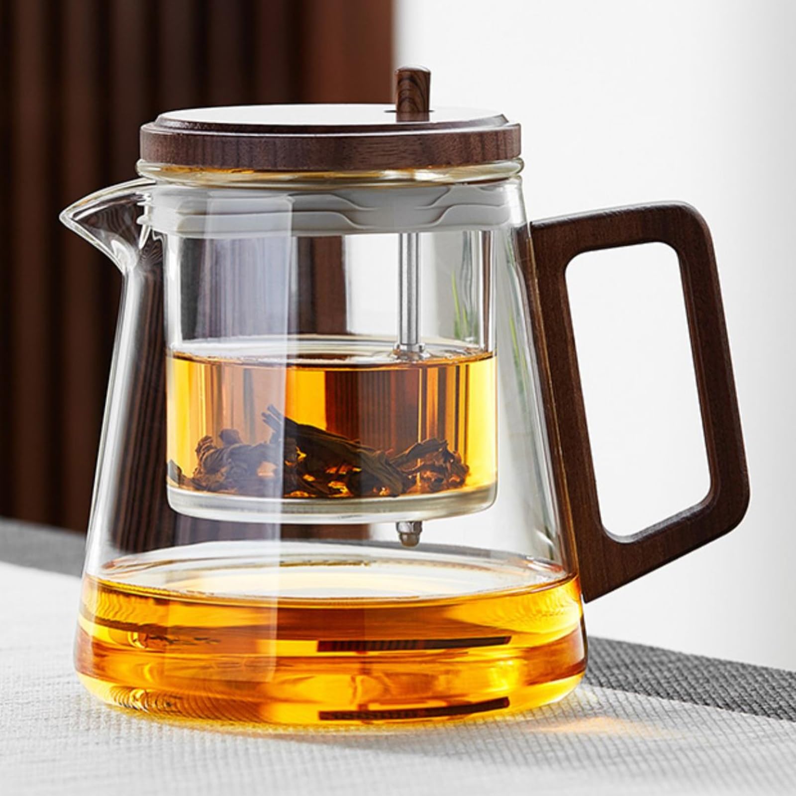 Teekanne aus Glas mit Sieb, verzauberte Teekannen-Ei for losen Tee, Glasteekannen mit Sieb, Kessel-Teekannen for Camping, Wandern, Teekanne mit Tee-Ei, Hexerei-Teekanne mit Holzgriff, 670 ml(Anthracit