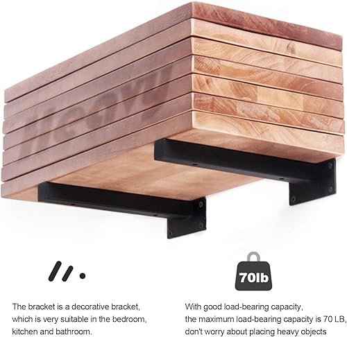 Miniatura 6 de Paquete de 6 soportes de metal industriales de alta resistencia de 10pulgadas, para estanterías flotantes y montaje en la pared