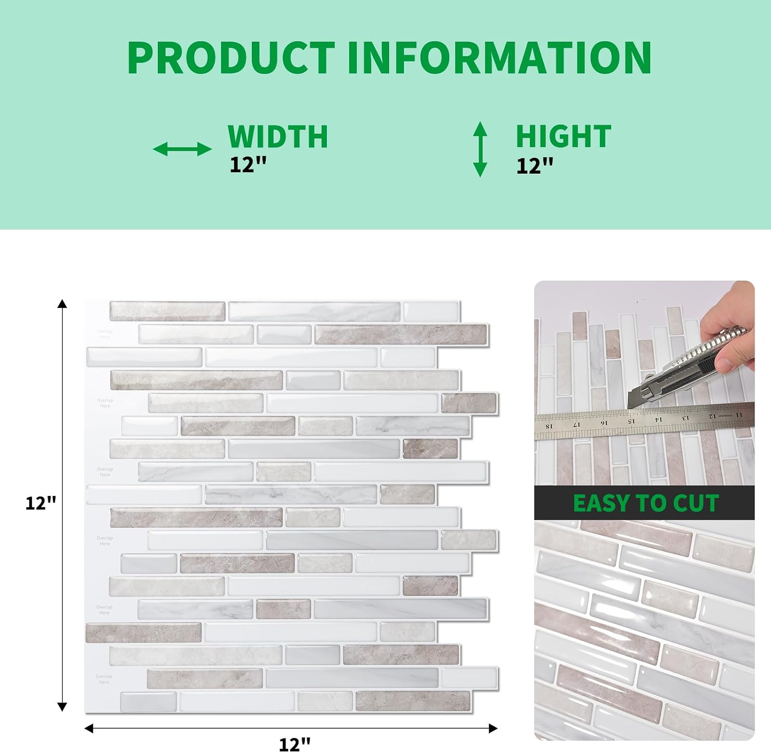 LONGKING 10 Sheet Marble Peel and Stick Backsplash for Kitchen,Self-Adhesive Tile Backsplash for Kitchen, Bathroom, 12in x 12in, (Beige & White) | Peel and stick backsplash, self-adhesive wall tile, Beige White, marble, waterproof, kitchen bathroom wall, 10-sheet, set A