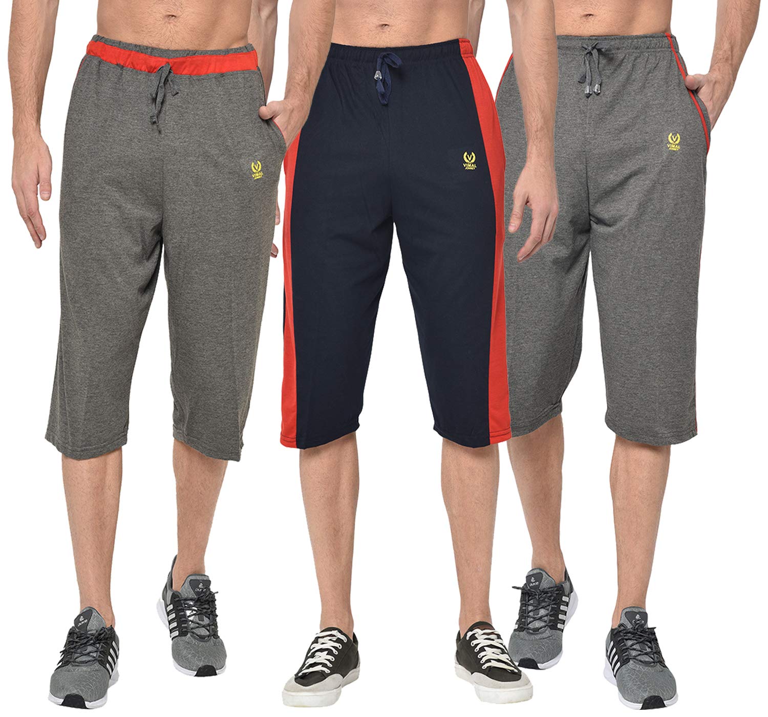 mack jonney Cotton Blended Regular Fit Three Fourth Capri for Men(Pack of 3)-C8_BLK_ANT_C7_NVY_0003-P-picture-13