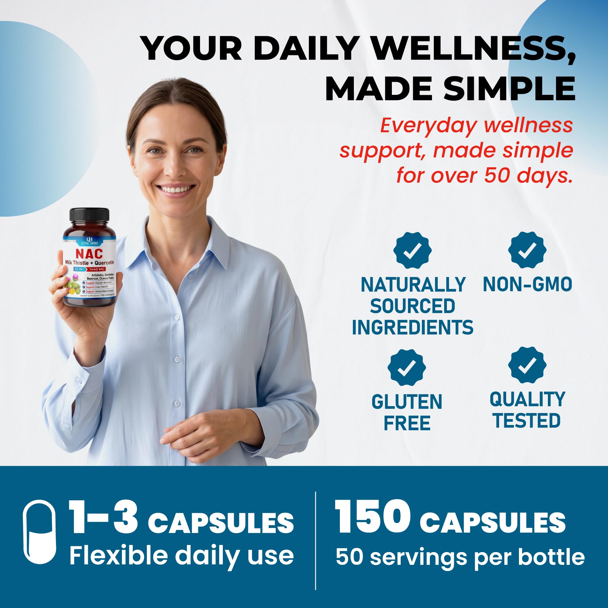 NAC 1440mg with Milk Thistle for Antioxidant & Liver Support, 150 Capsules — Amazon image 6