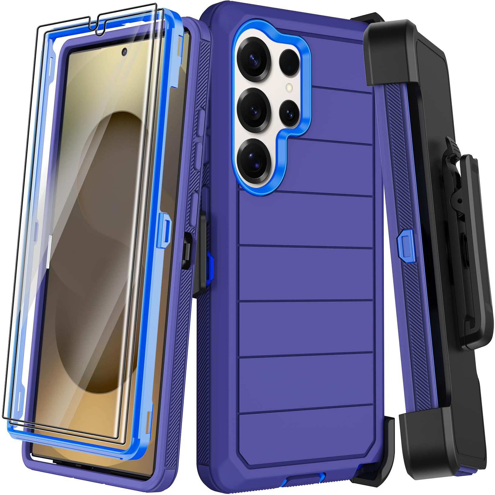 KECAI for Samsung Galaxy S25 Ultra Case with Belt Clip Holster,2X Screen Protector,Heavy Duty Shockproof Drop Protection Military Grade Full Body