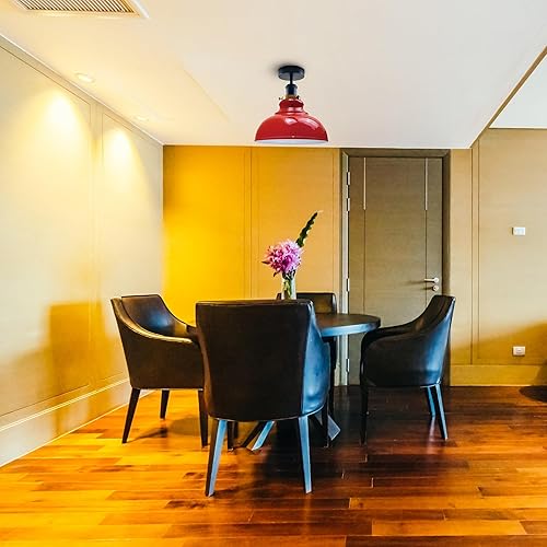 Miniatura 7 de LEDSone Lámpara de techo semiempotrada - Candelabro pequeño E26 para dormitorio, lámparas de techo con pantalla de metal, lámpara de techo moderna