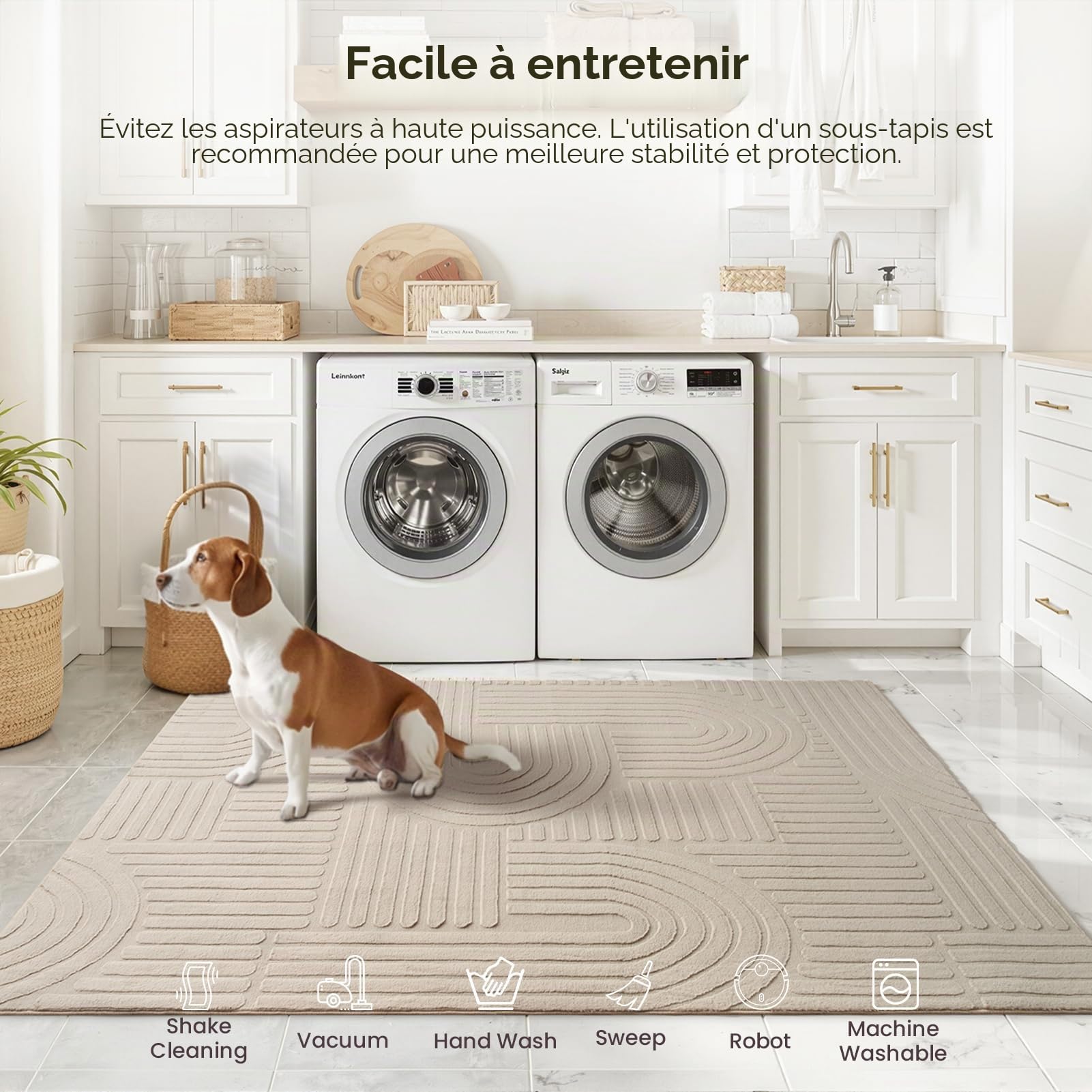 Topfinel Tapis Salon Taupe 160x230 cm, Lavable, Velours Court Moderne, Effet Vague 3D, Doux, Moelleux, Antidérapant, Aspect Fourrure, pour Chambre, Salle à Manger, Enfant, Bureau