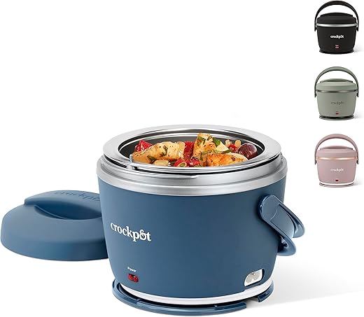 Crock-Pot 20-Ounce Electric Lunch Box, Portable Food Warmer, Faded Blue, Perfect for...