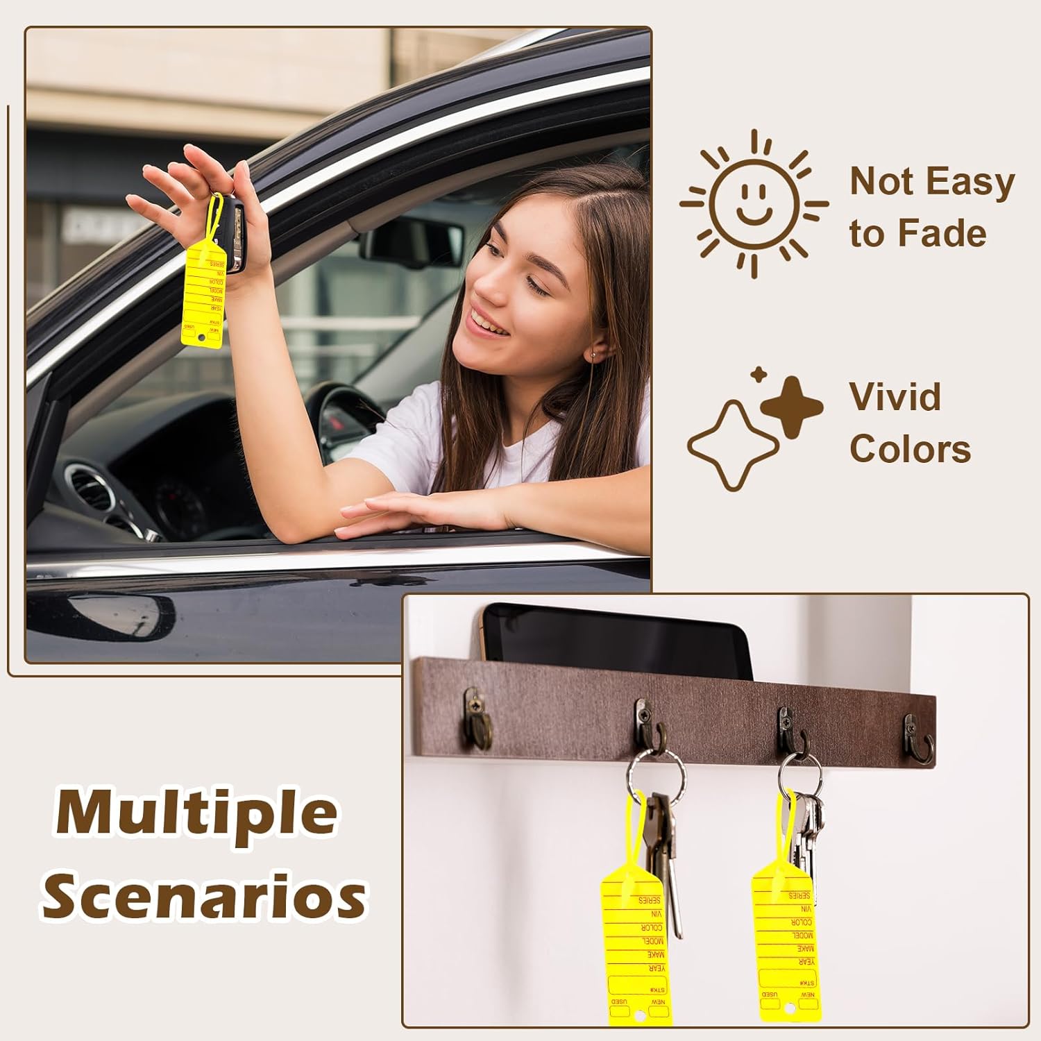 1000 Self Locking Arrow Key Tags 1 3/8'' × 8 1/8'' with 2 Double-Ended Marker Car Key Labels Key Identification Tags Self Lock Lable Tags for Office Automotive Shop Supplies