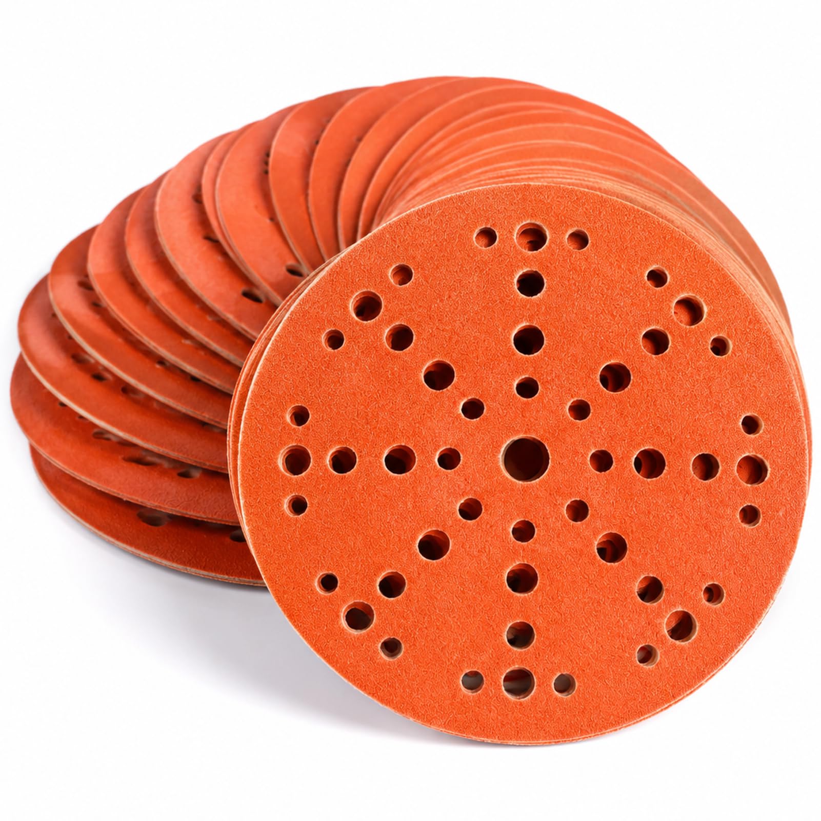FASTPLUS 50Pcs 150mm 800 Grit Ceramic Sanding Discs, 49‑Hole Hook & Loop Pads
