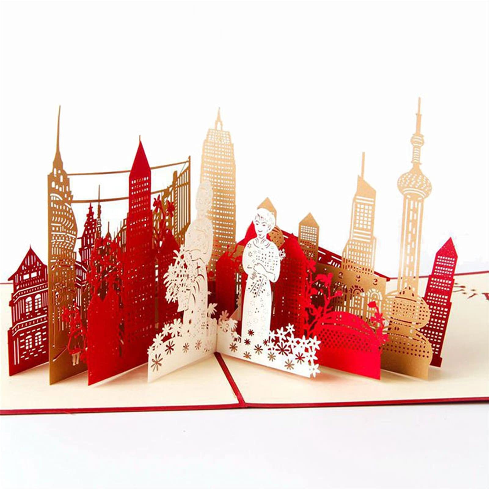 Karty okolicznościowe festiwal błogosławieństwo kartka architektura papier zaproszenie kartki pocztowa biznes festiwal prezent pamiątka kolekcja 3D wycinane laserowo karty podarunkowe (rozmiar: 8 szt.)