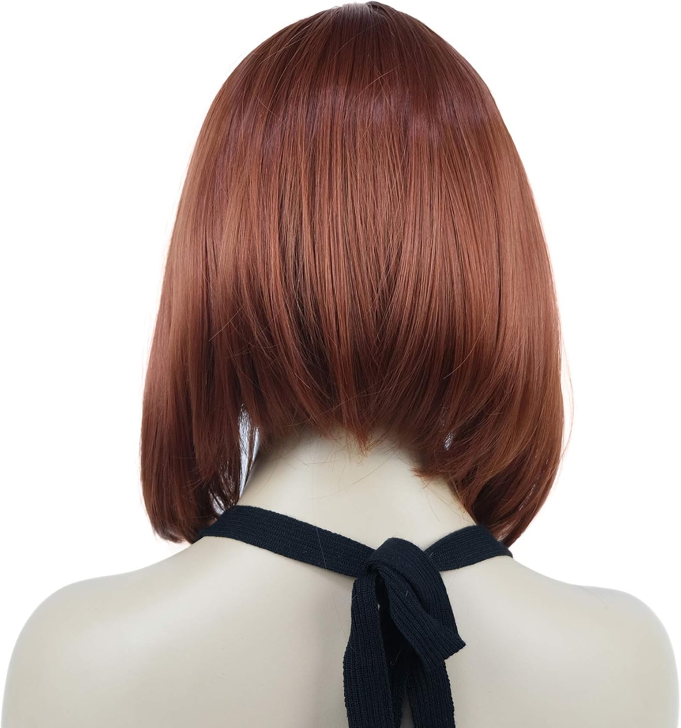 Lydell 10" Short Straight Bob Hair Wigs with Bangs Synthetic Hair Cute Wigs (130 Copper Red) - Image 5