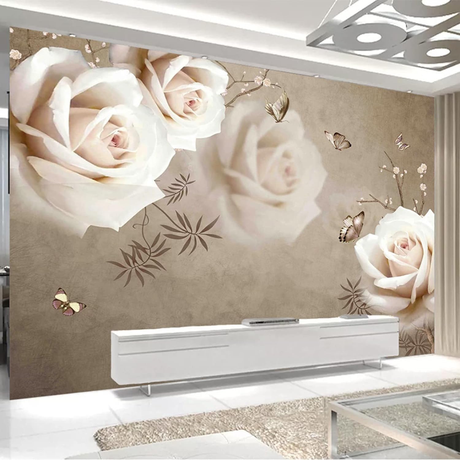 Papier peint photo fleur rose : transformez un mur blanc sans relief