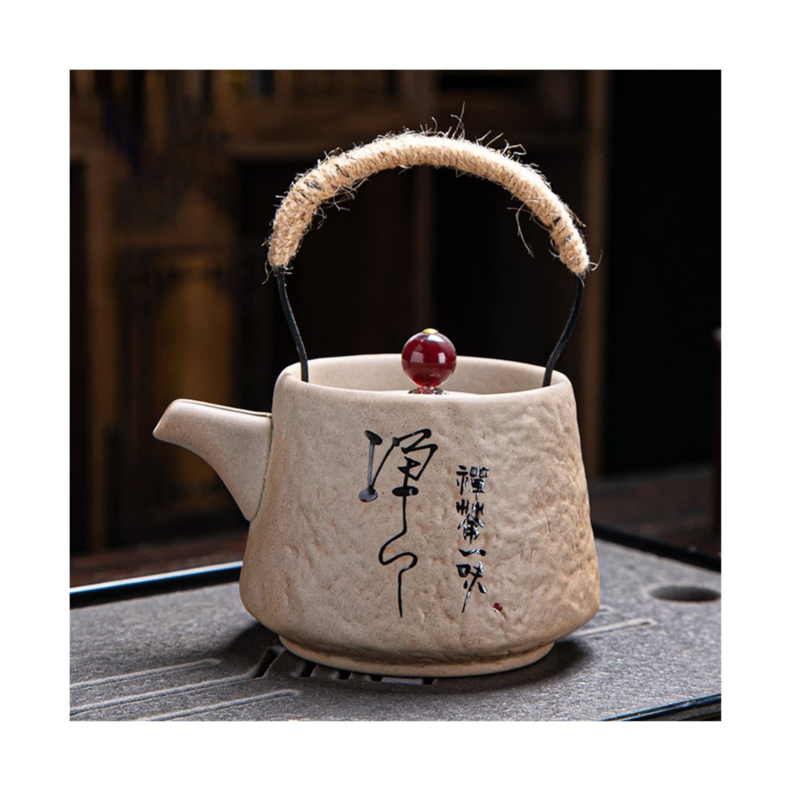 TYUHDUYUR Teapot Vintage Chinese Teapot Ceramic Tea Set Stoneware Handle Pot Single Pot Convenient Tea Maker, 200ML Tea Kettle (Color : B) (C)