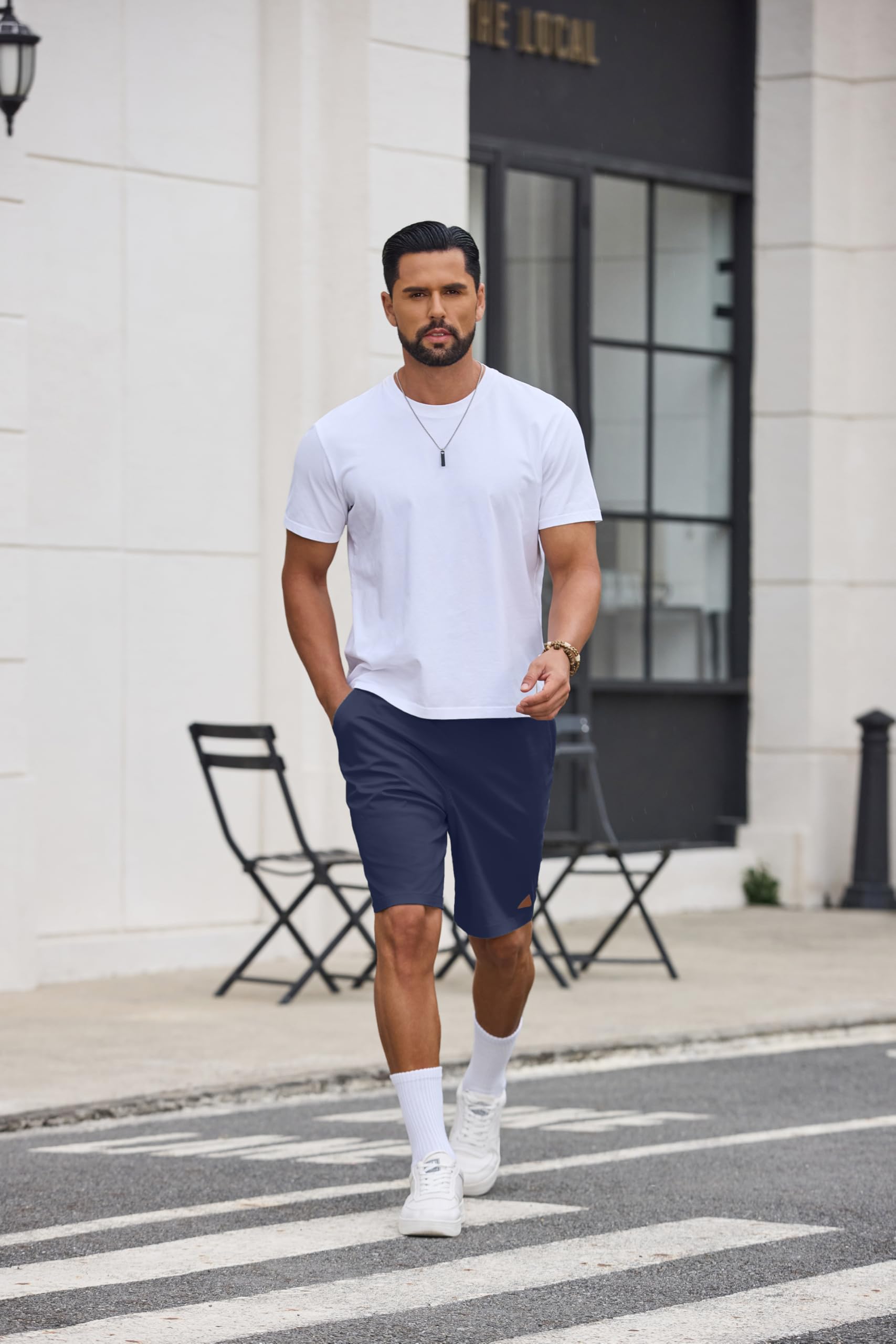 COOFANDY Kurze Hosen Herren Baumwolle Sommer Shorts mit Gummizug und Reißverschlusstaschen Atmungsaktiv Chino Bermuda für Sommer, Urlaub & Freizeit - 5