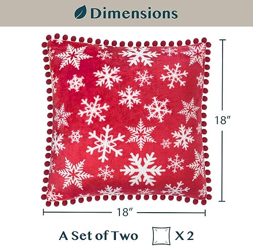 Miniatura 7 de PAVILIA Juego de 2 fundas de almohada decorativas con pompones de 18 x 18 pulgadas, fundas de almohada decorativas para cama, sofá, decoración