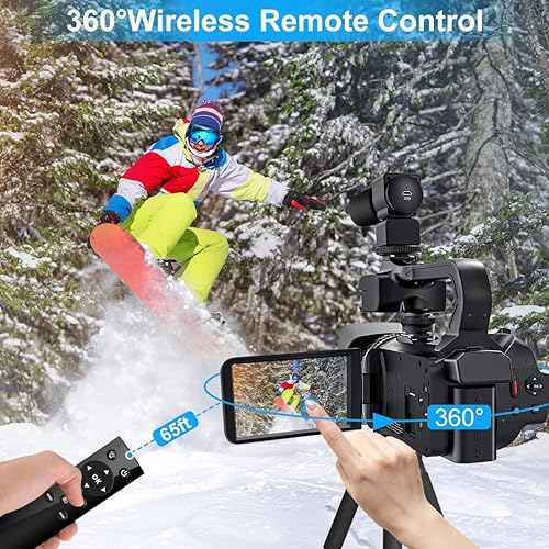 Miniatura 7 de Cámara de video 4K HD Auto Focus Videocámara 48MP 60FPS 30X Cámara de zoom digital para función LED YouTube 4500mAh batería con estabilizador de
