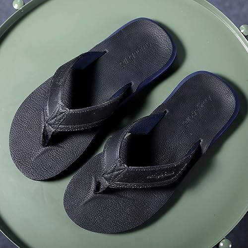 Miniatura 6 de AX BOXING - Chancletas de cuero para hombre, sandalias tipo pata de gallo, casuales y cómodas