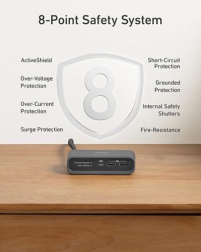 Miniatura 6 de Anker Regleta de alimentación USB C, regleta de alimentación 521 con 3 salidas y cargador USB C de 30 W para iPhone 13cable de extensión de 12,5