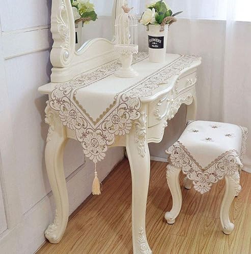 Miniatura 5 de Mantel de encaje bordado con flores color café