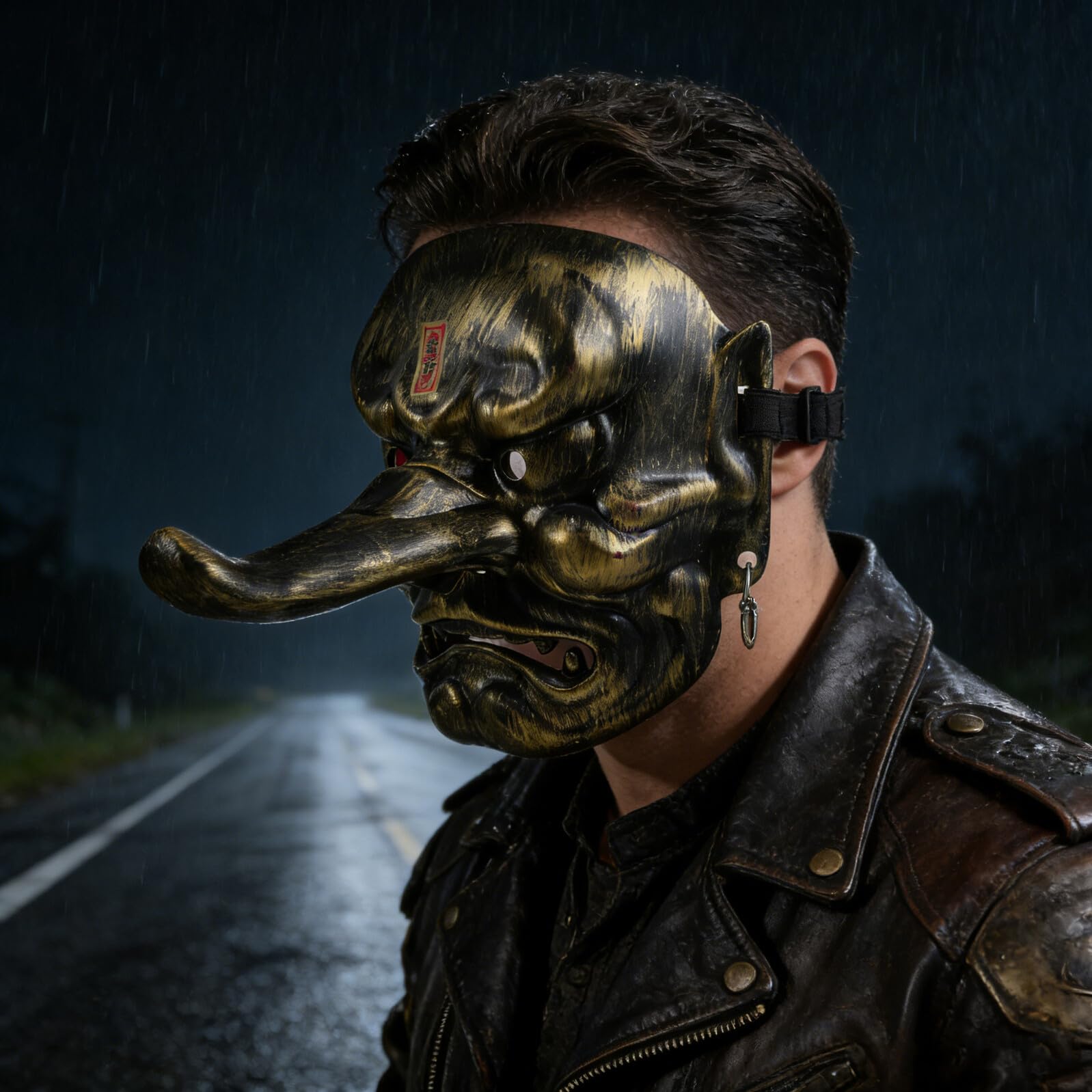 GALPADA Maschera Giapponese Tengu Autentica da Samurai per Uomo Maschera Demoniaca Tradizionale Leggera per Carnevale Cosplay Decorazione Teatrale Spaventosa