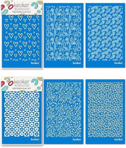 Miniatura 7 de KEOKER Plantillas de pantalla de seda para arcilla polimérica, kit de impresión de serigrafía reutilizable, para impresión en arcilla y otras joyas,
