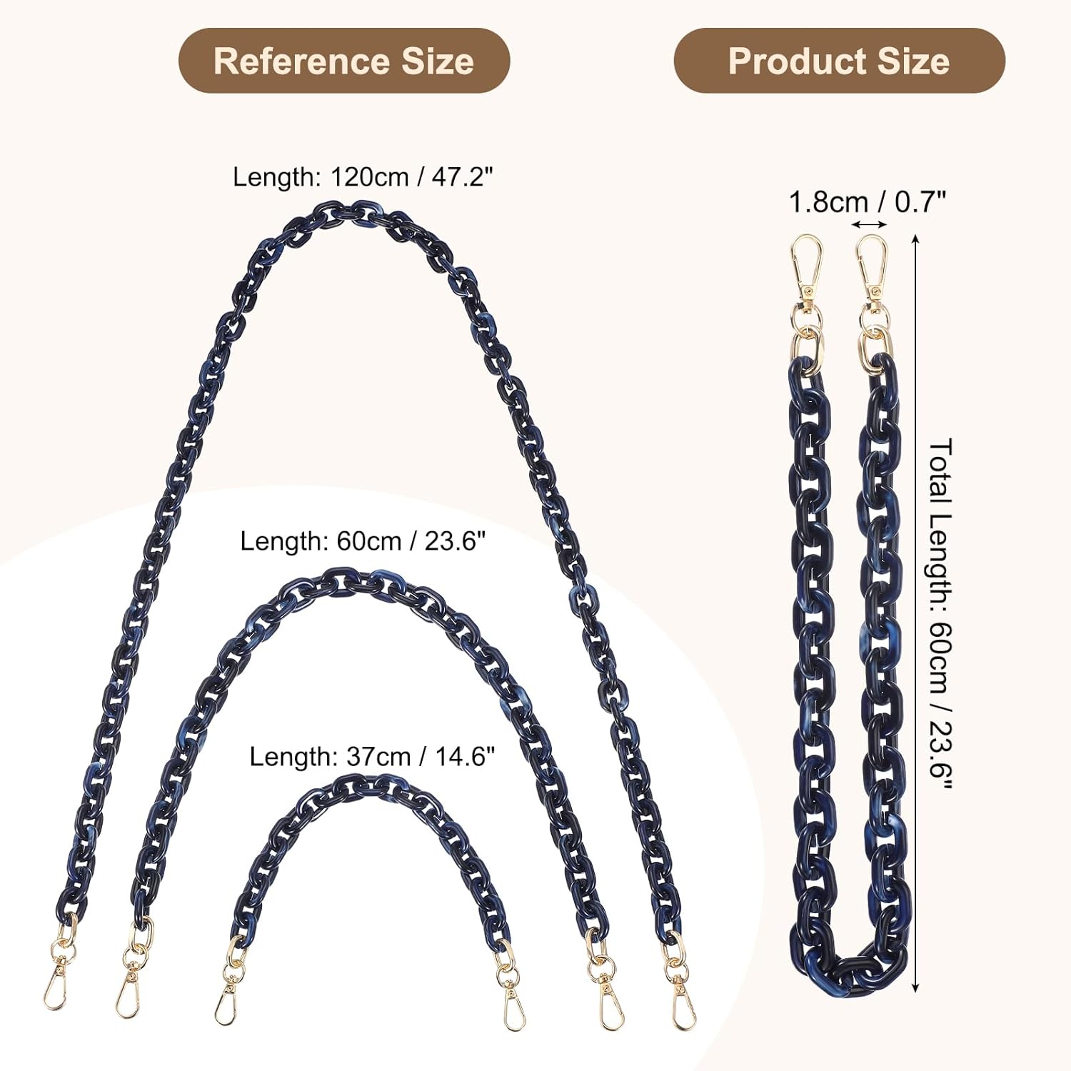 PATIKIL Acrylic Purse Strap, Acrylic Chain Purse Strap Replacement Luxury Handbag Chain Handle Straps - Image 2