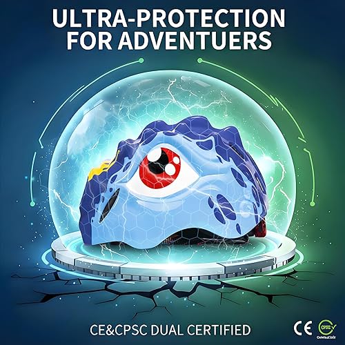 Miniatura 4 de KINGBIKE Casco de bicicleta para niños pequeños con luz LED Colrfull, ajustable y multideportivo para bicicleta, patinaje, apto para 17.7-18.9 in de