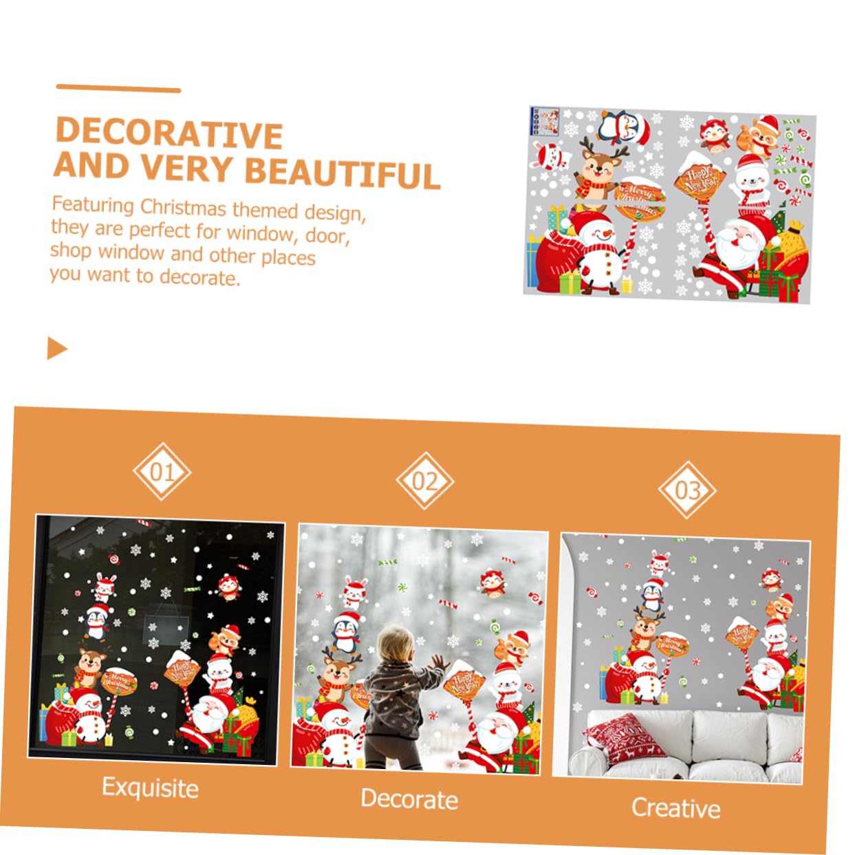 TOPBATHY 5 Ensembles Autocollants De Noël Décalcomanies De Décoration De Noël Décorations De Fenêtre De Flocon De Neige Fête De Art Mural Stickers Muraux Joyeux Stickers Pvc
