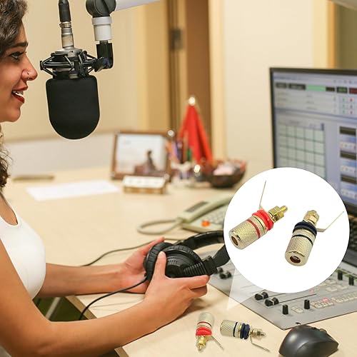 Miniatura 2 de Antrader 12 unids oro plateado altavoz terminal enlace poste 0.157 in Banana Plug Socket Connector (6 negro+6 rojo)