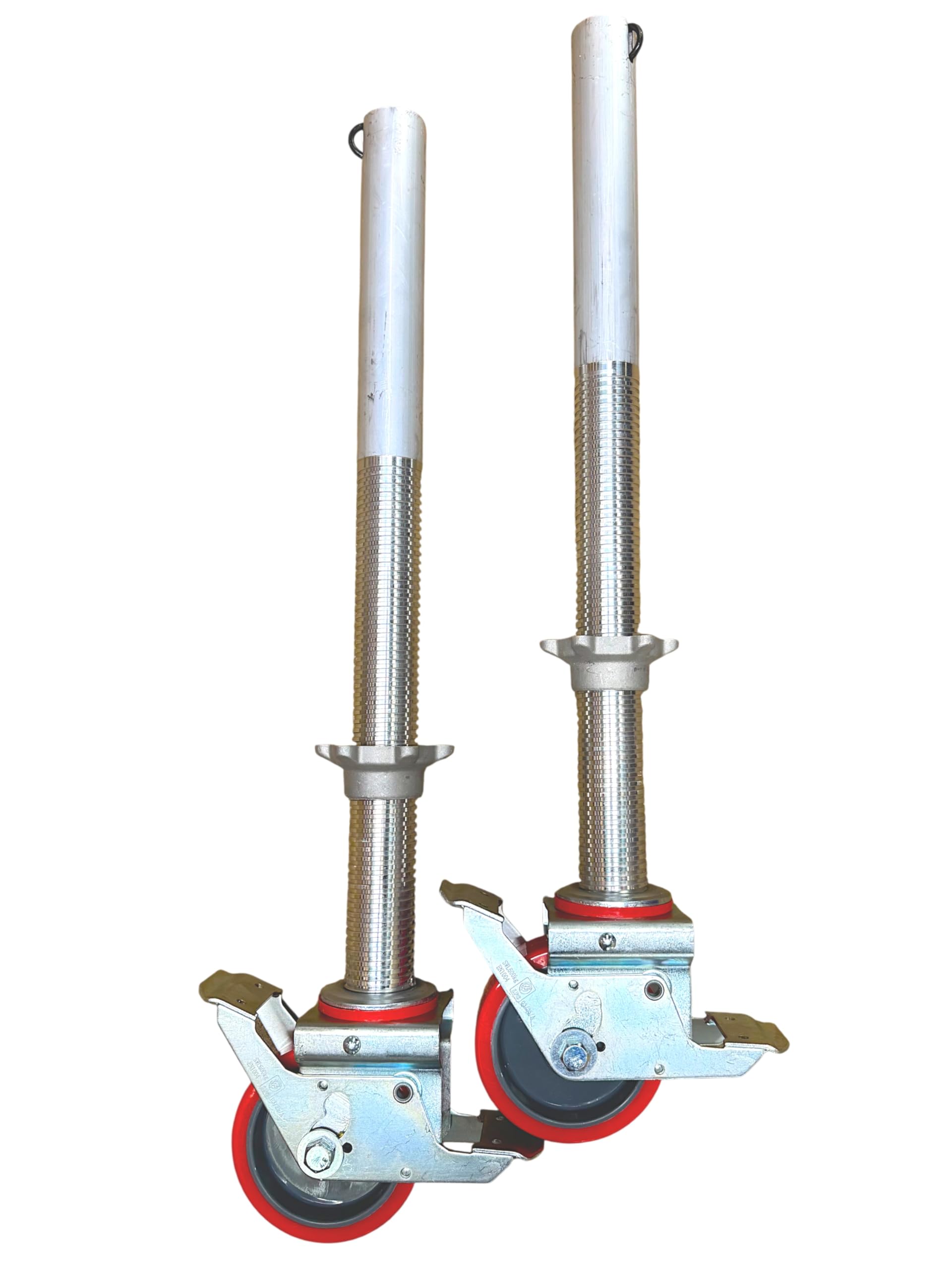 Alloy Scaffolding Tower Adjustable Legs & Castors (Pair) Scaffold Wheels Fit Most Industrial Aluminium Towers