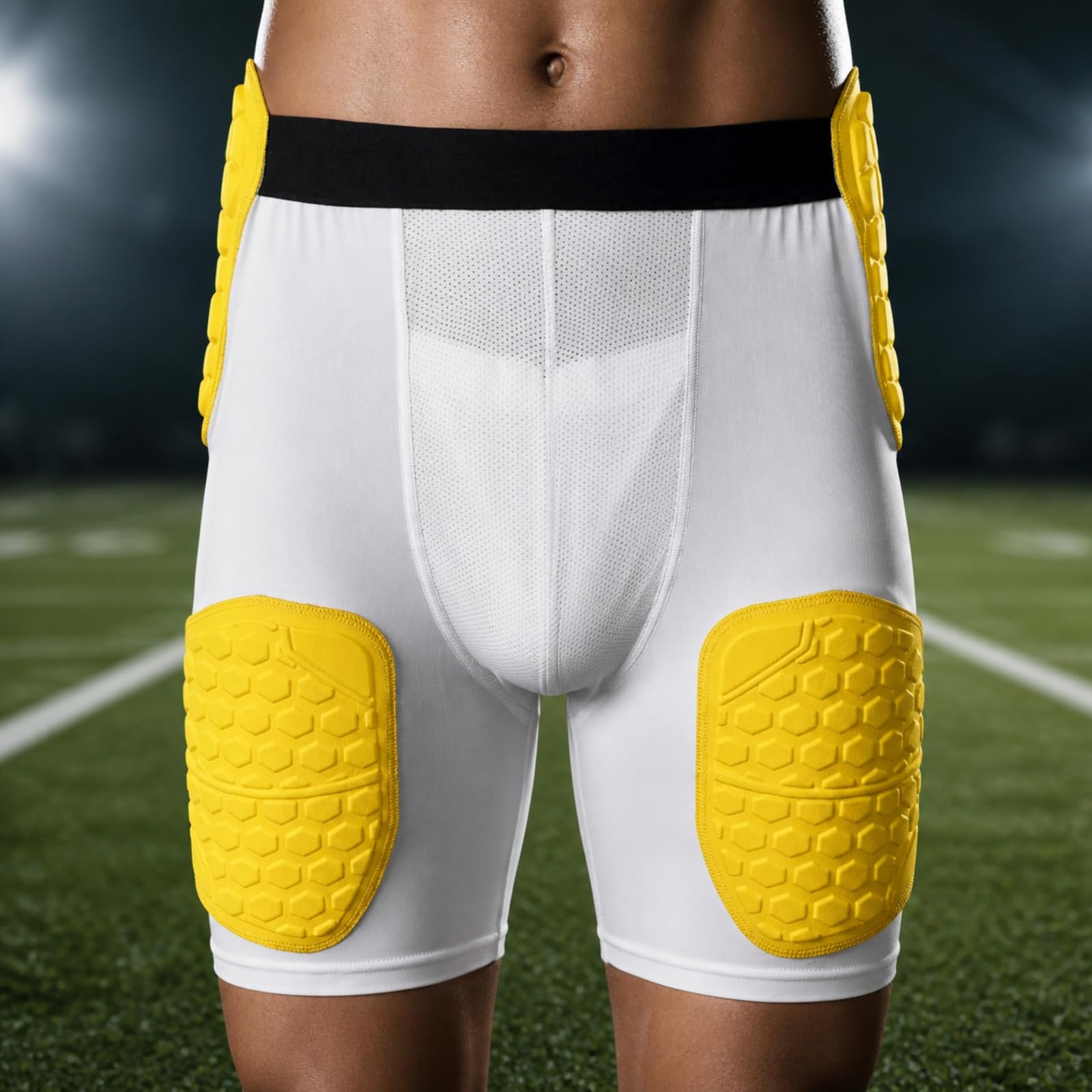 Kompressionsshorts mit wabenpolsterung hochdehnbar -kompressionsshorts leicht Shorts mit tief für rugbyspieler, basketballtraining , L
