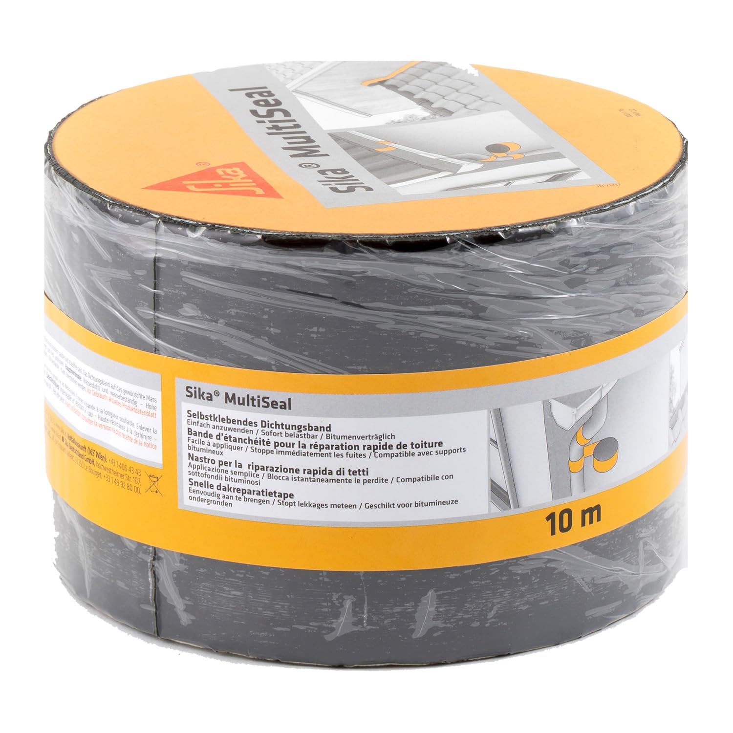 SIKA - Nastro bituminoso Multiseal, Grigio-Nero- Riparazione rapida per tegole, pluviali e camper - Si applica in un attimo e resiste per anni ai raggi UV - 100mm x 10m