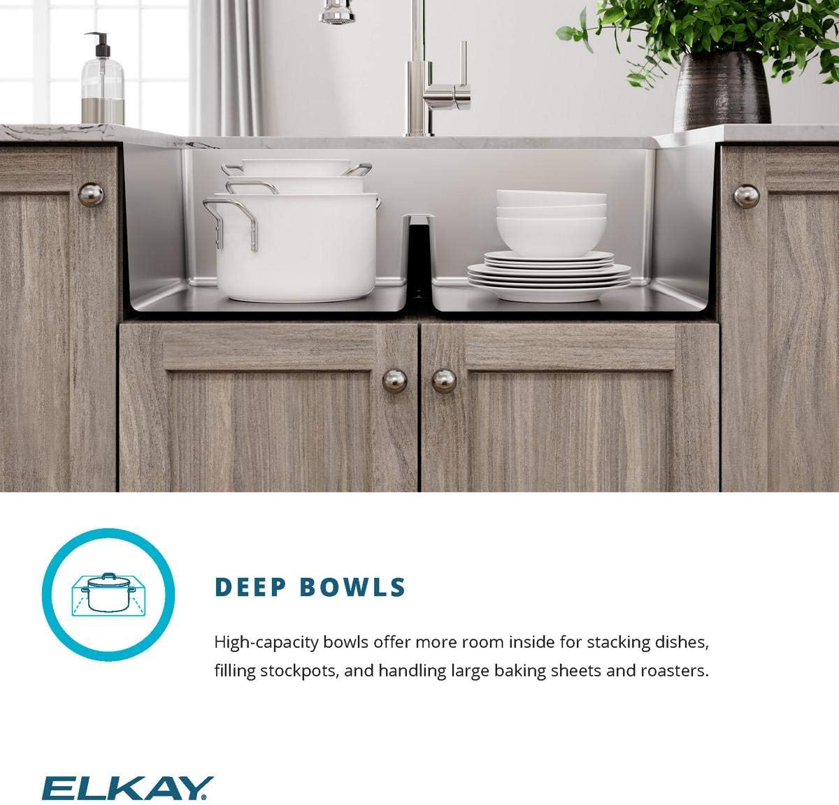 Elkay Crosstown ECTSRA33229TBG1 Equal Double Bowl Dual Mount Stainless Steel Kitchen Sink Kit with Aqua Divide