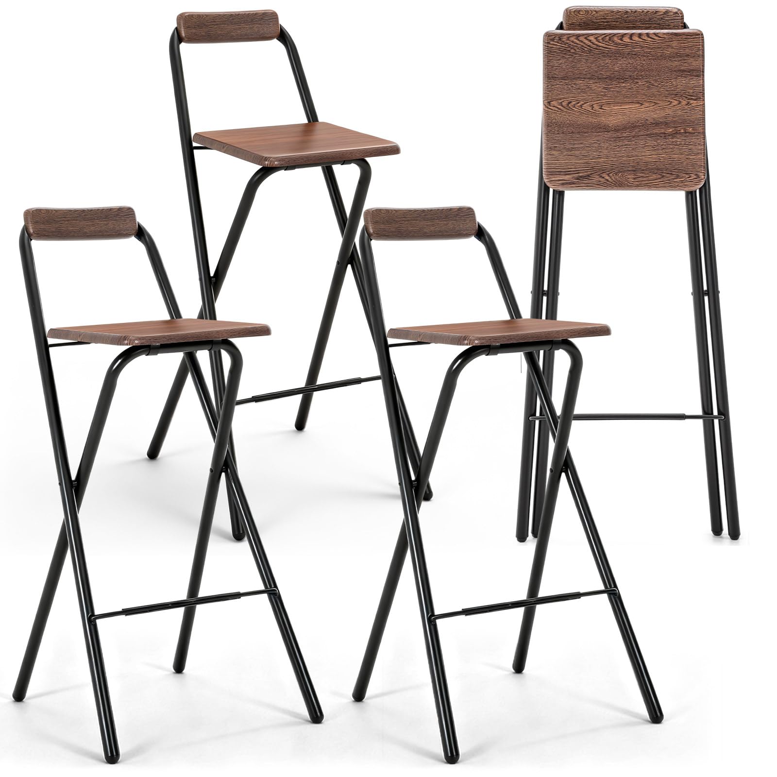 Amazon.com: Sintuff 4 Pcs Folding Bar Stool with Backrest 29.5