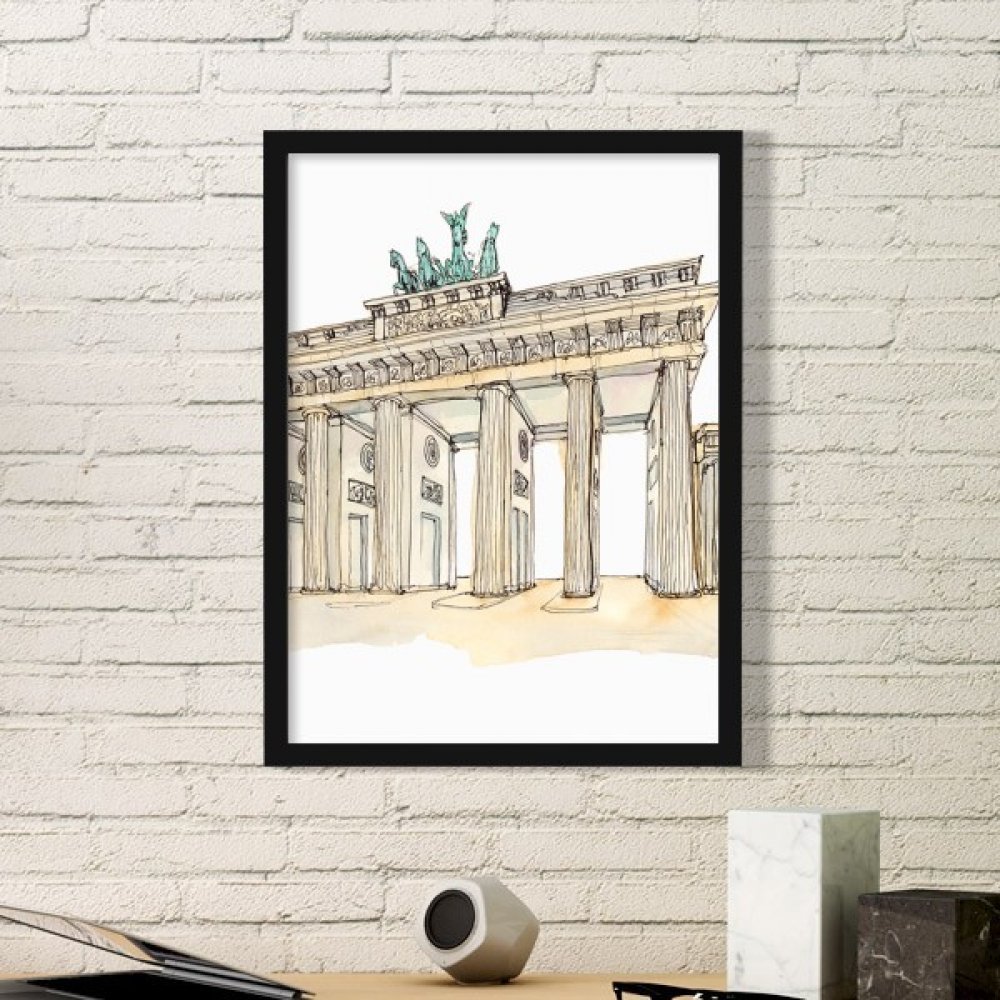 Cadre Porte de Brandebourg noir moyen pour sticker mural et cadeau bureau