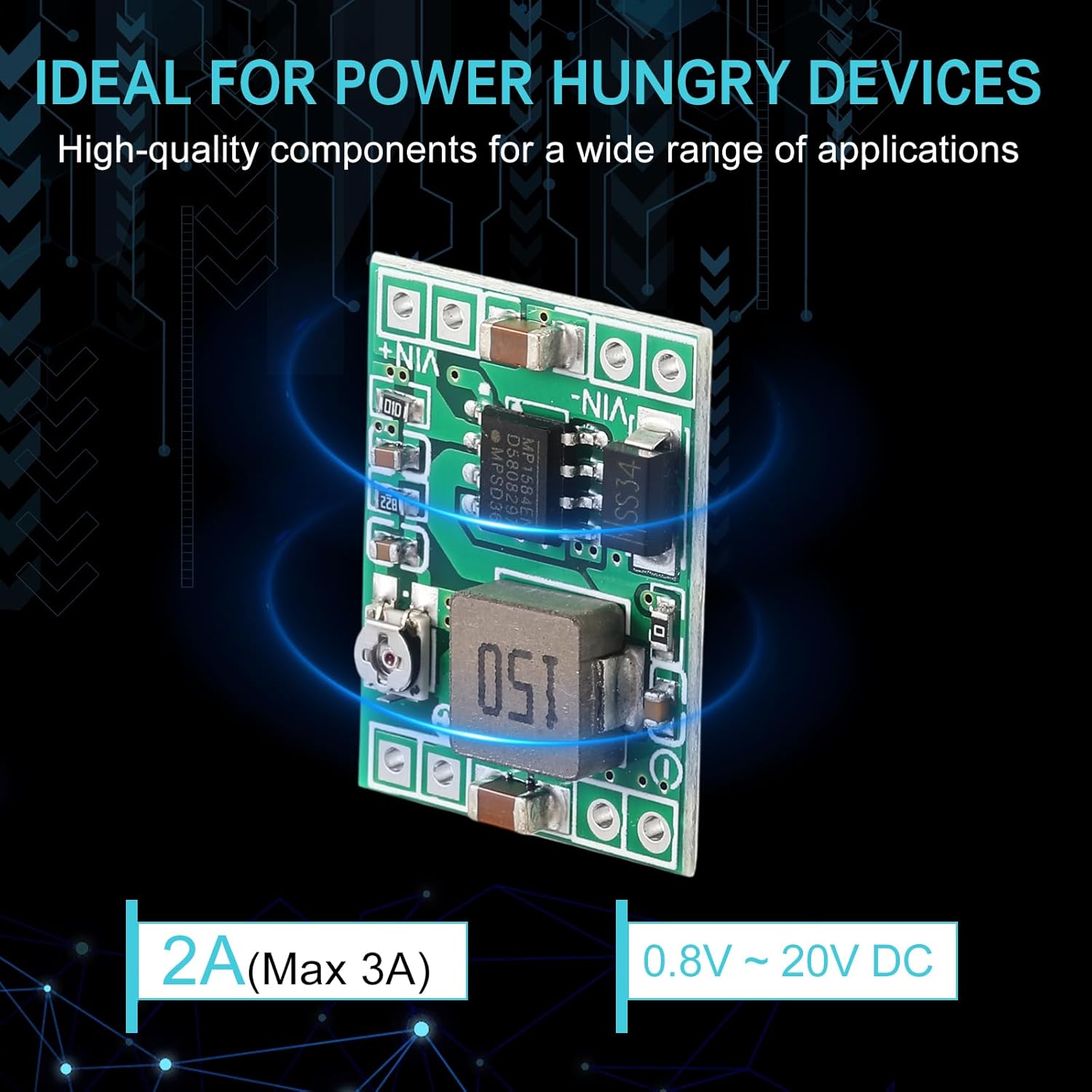EBOOT 24 Pack MP1584EN DC-DC Buck Converter Adjustable Power Module 24V to 12V 9V 5V 3V