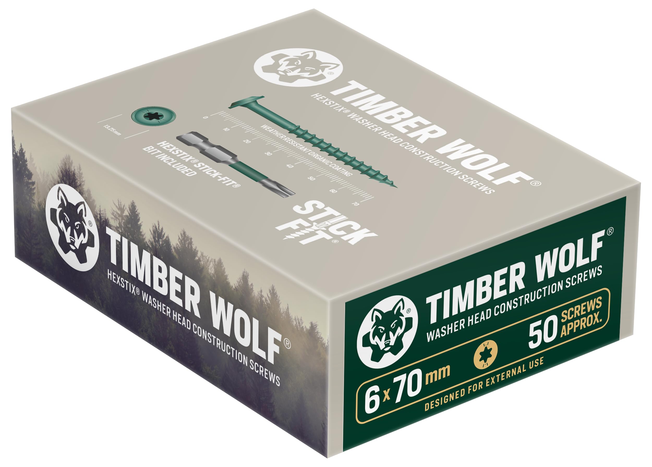 Timber Wolf Washer Head Timber Construction Screws - 6.0 x 70mm (Box 50 pcs)
