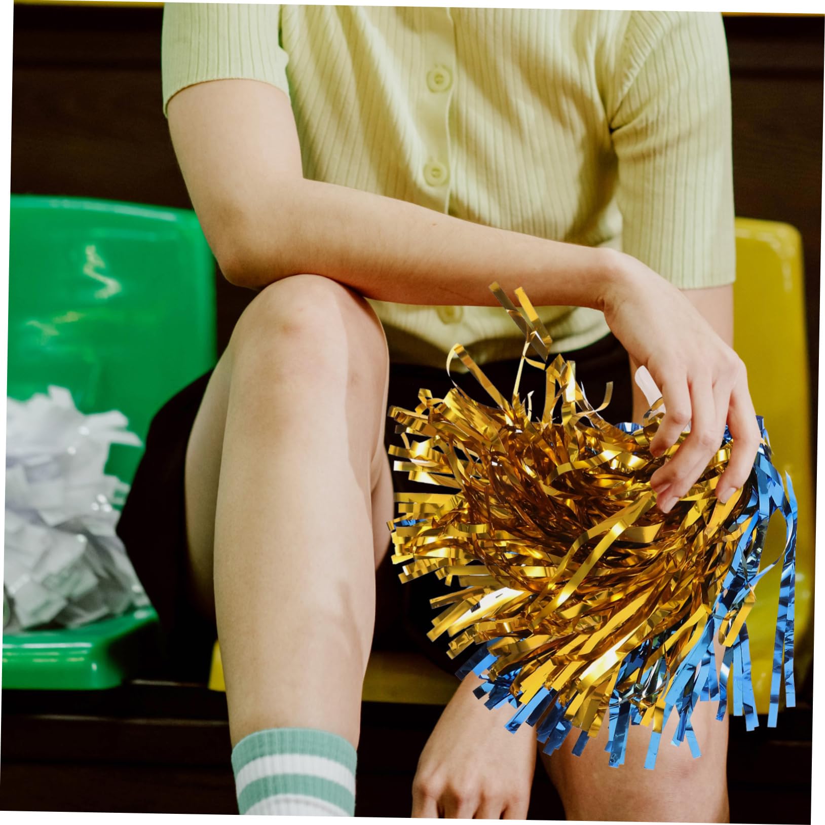 POPETPOP 3sets Reusable Cheer Pom Cheerleading Props Decorative for Sports Events Gymnastics Accessories 12pcs*3