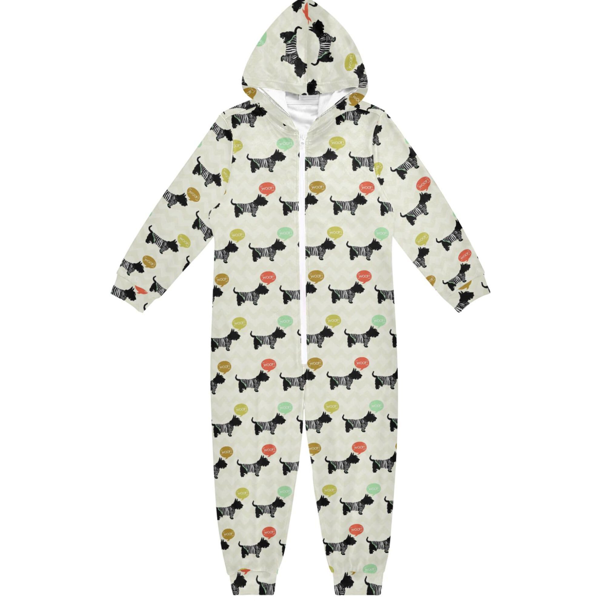 Pigiama intero in flanella con cappuccio e cerniera, tuta abbinata per bambini e gatti, bella da indossare con occhiali, morbida e calda, abbigliamento sportivo per la casa, 5-6T