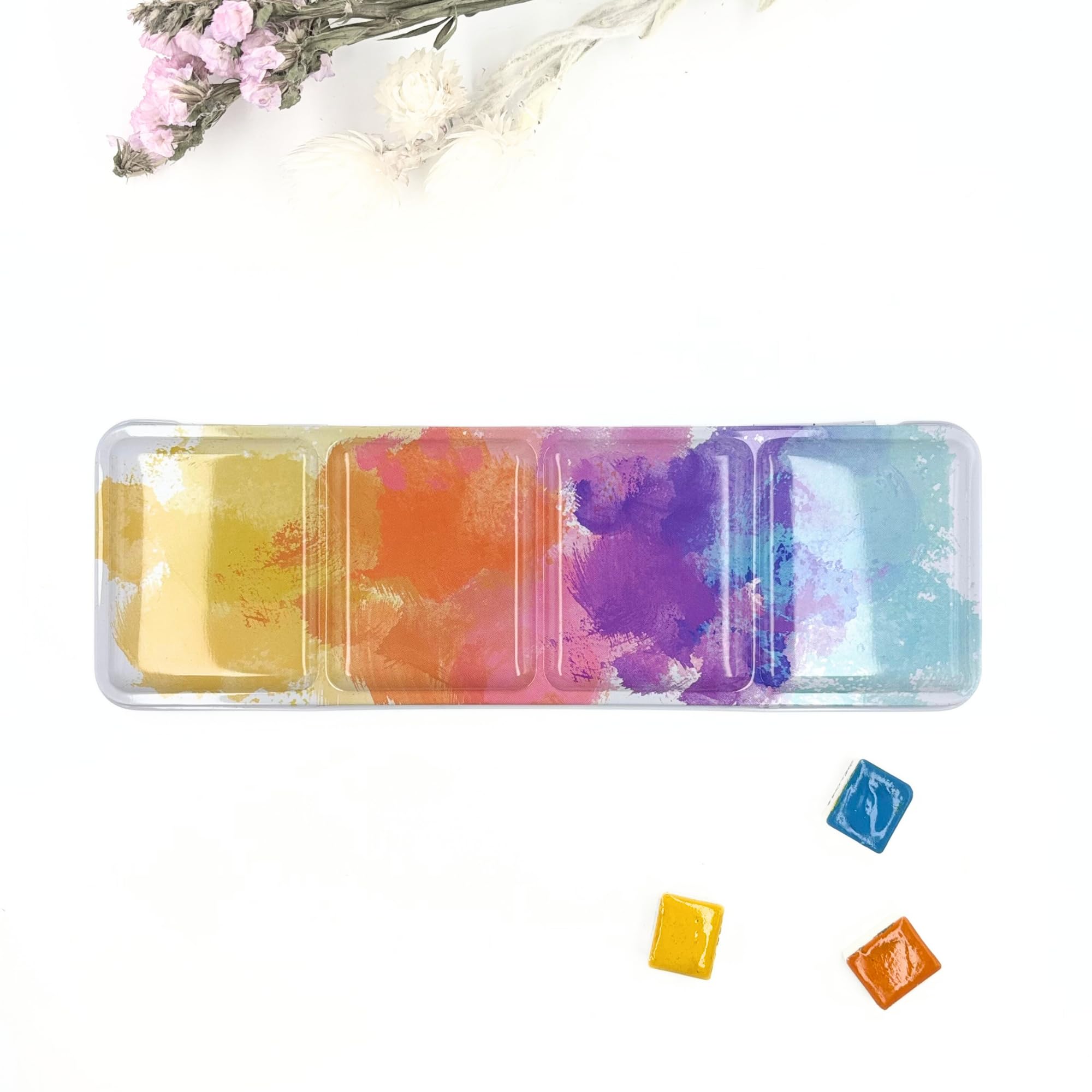 Palette Aquarelle Vide My Rock Way - 24 Demi-Godets Ou 12 Godets - Métal Avec Anneau De Pouce
