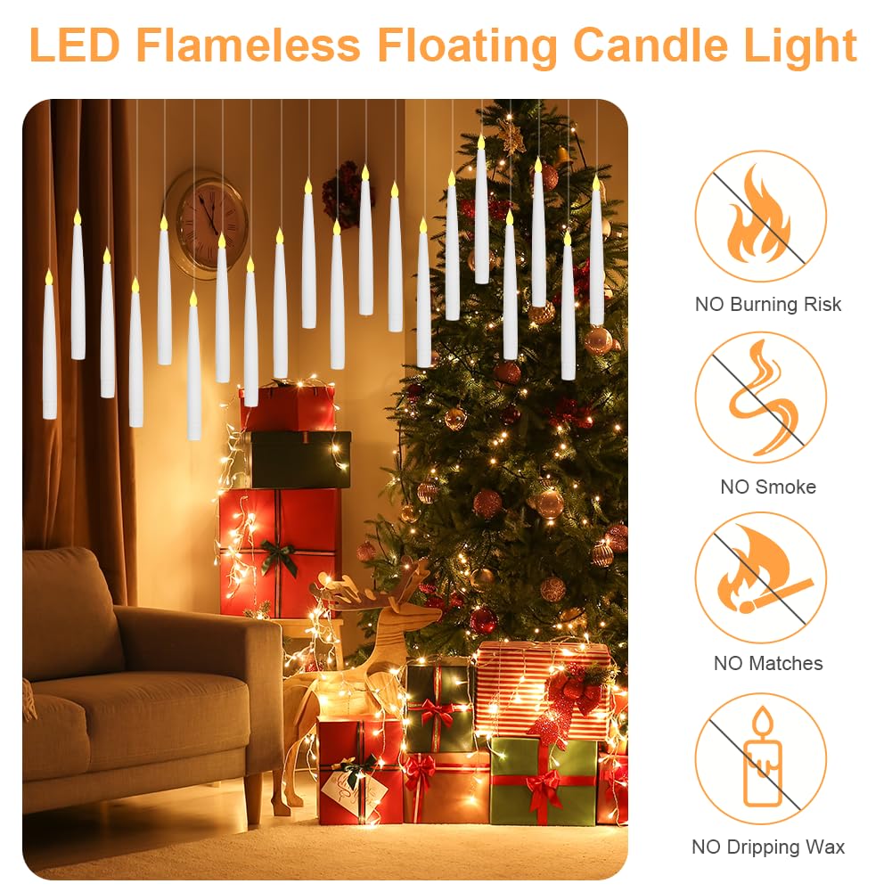 Comforder Schwebende LED Kerzen Mit Zauberstab - 12 Stück Magische Hängekerzen