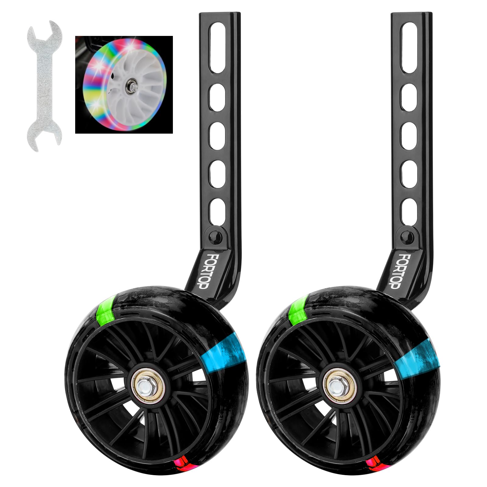 Bike Stabilizers Training Wheels, Pair of Heavy Duty Rear with Stabilizers Mounted Kit for Single Speed Bicycle with 12 14 16 18 20 Inch (Heavy Duty Black, 12inch-20inch)