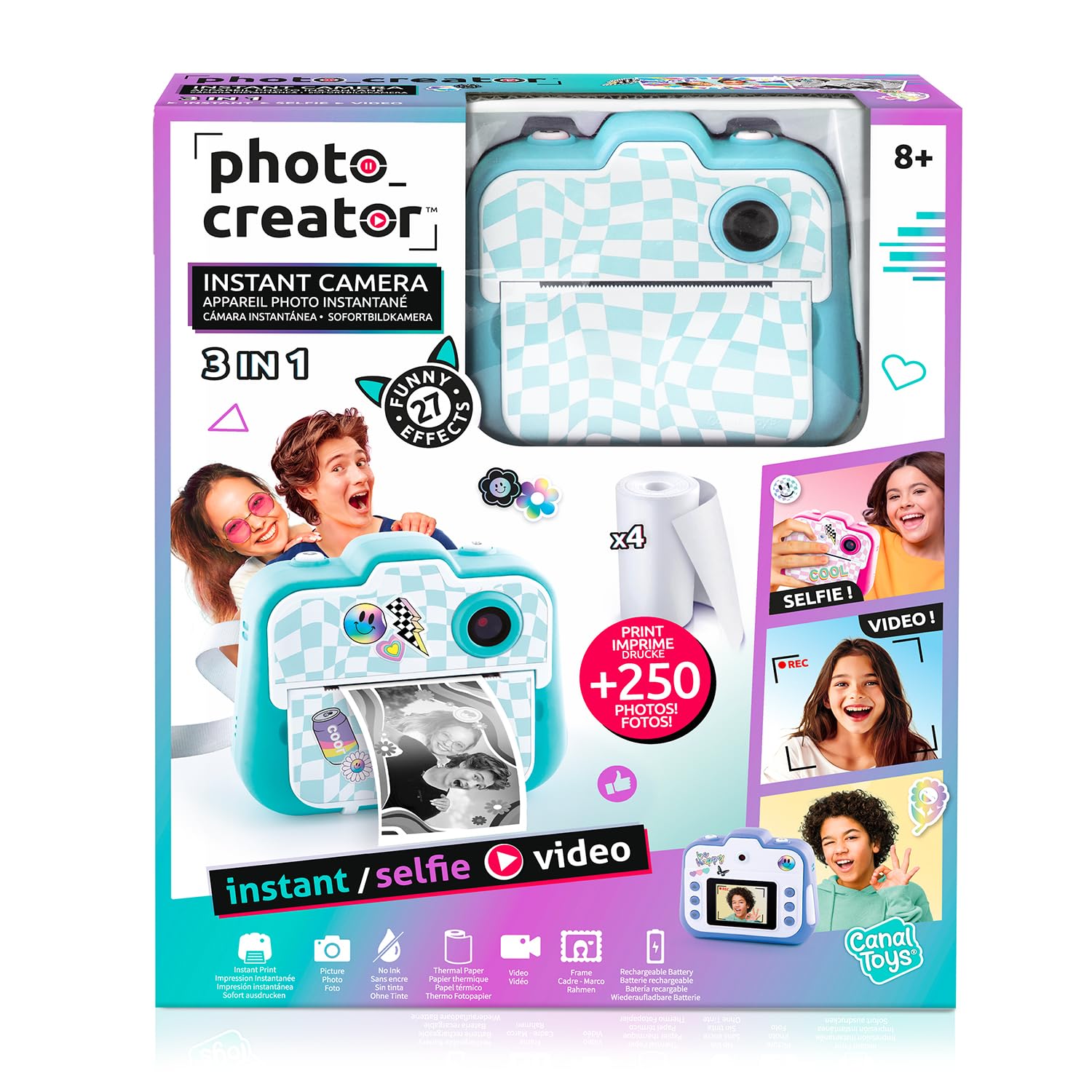 Canal Toys – Photo Creator - Appareil Photo en Impression Instantané - Turquoise – Appareil Photo Enfant avec Papier Inclus – Idéal Souvenir, Selfies & créations – Dès 8 Ans - Idée Cadeau - CLK 001T